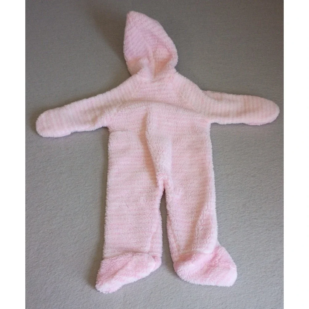 Vintage Universal Children's Wear Baby Girls Pink Sherpa Snowsuit‎ Hooded 0-6mo